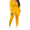Women's Tracksuits Hirigin Women Sports Two-piece Clothes Outfit Solid Color Zipper Hooded Top+Long Pants Orange/ Black/ Blue/ Red/ Yellow1