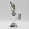 8inch Dolphin Recycler Glass Bong with Inline Perc Water Pipe Dab Rig Hookah Pipe with 1 bowl