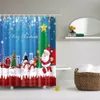 Dekoracyjne Wesołych Święta Święty Mikołaj Claus Choinka Diren Prezent Prysznicowa Kurtyna prysznicowa do łazienki z haczykami Szczęśliwego Nowego Roku T200102