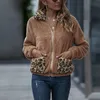 Винтажные стильные карманы леопардовая куртка пальто женское отворотное воротник с длинным рукавом рыхлый верхняя одежда шикарные топы зимние шерсти T200814