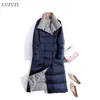 LUZUZI Doppelseite Damen Winter Daunenjacke Mode langer zweireihiger Daunenmantel weiblich Warmer weißer Entendaunenparka 200922