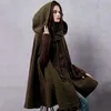 Artka Women's Winter New Vintage Warm Woolen Hoodie Cloak Coat Broderad Drop-Axel Sleeve Wool Cape Ytterkläder WA10220D 201216