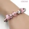 Brustkrebs-Bewusstseins-Schmuck, Lampwork-Murano-Glasperlen, Live-Laught-Love-Rosa-Band-Brustkrebs-Armbänder für Frauen, Geschenke, Y1218