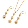 Fashion Gold Frosted Round Ball Beads Earrings Pendant Necklaces For Women Yonth Girls Beaded Necklace Jewelry Sets