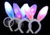 Luz LED parpadeante Fluffy Orejas de conejo Diadema Lentejuelas Tocado Orejas de conejito Accesorio de disfraz Cosplay Fiesta de Navidad Suministro RRD11380
