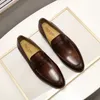 Hot Sale-Spring Höst Stilig Mäns Penny Loafers Äkta Läder Handmålad Slip på Mäns Klänning Skor Bröllop Casual Business Shoes