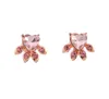 Hot Trendy Cute Cat Paw Earrings For Women Fashiong Rose Gold Earring Pink Claw Print Bear And Dog Paw Stud Earrings
