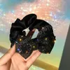 Moda Siyah Ilmek Hairband Bayanlar Rhinestone Parlak Yay Büyük Bağırsak Firkete Kauçuk Hairband Kadın Saç Halat