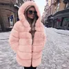 2021 Winter Thick Warm Faux Fur Coat Women Plus Size Hooded Long Sleeve Faux Fur Jacket Luxury Winter Bontjas Furry Womens Coat1