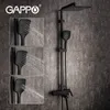 Gappo 블랙 욕실 세트 벽 도청 황동 샤워 폭포 수도꼭지 믹서 핸드 레인 샤워 시스템 LJ201211