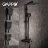 GAPPO schwarze Badezimmer-Set Wandarmaturen Messing Dusche Wasserfall Wasserhahn Mischer Hand Regen Duschsystem LJ201211