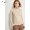 Amii minimalism höst mode broderi kvinnor tröja kausal brev smal fit turtleneck tröja kvinnlig pullover topps 1343 201221