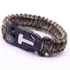 Bracelet de survie paracorde d'urgence militaire, Parachute sans silex, grattoir extérieur, boucle de sifflet pour bijoux pour hommes et femmes