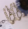 2024 Excellent Top quality charm stud drop earring with diamond and pearl for women wedding jewelry gift have stamp box PS3626