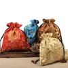 Jewelry Pouches, Bags Big Rich Flower Jewellery Pouch Drawstring Chinese Silk Brocade High Quality Party Gift Cloth Packaging 50pcs/lo1