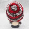 Hiver femmes Rex lapin fourrure rayé chapeaux dame chaud tricoté naturel casquettes Skullies chapeau 211229