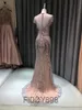 Luxe sirène robe de soirée à manches longues à la main perlée robe de bal 2020 Vestidos de Fiesta de Noche OEV- LJ201120