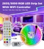 RGB LED-bandljus 2835 5050 Flexibelt Neonband 5m 10m 15m 20m RGB Bytbar WiFi Music Controller + DC12V Adapter-kontakt