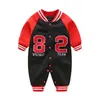 Född Baby Långärmad Jumpsuit Boys Flickor Vår Höstkläder Sport Tröjor Outwear Warm Rompers Pyjamas 211229