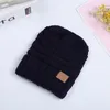 Kids Winter Warm Hat Knitted Hat Label Children Chunky Stretchable kids Knitted Beanies Baby Hat Beanie Skully Hats 12 color 50pcs4600821