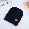 Kids Winter Warm Hat Knitted Hat Label Children Chunky Stretchable kids Knitted Beanies Baby Hat Beanie Skully Hats 12 color 50pcs6989874