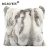 MS Softex Pelliccia naturale Federa Patchwork Vera pelliccia di coniglio Copertura del cuscino Morbido peluche Fodera per cuscino Decorazione della casa T2006012195