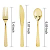 75pcs Couvoirs en or jetable Ensemble de vaisselle en plastique en plastique Set Bronze Golden Dîner Knife Spoon Dîle d'anniversaire Ensemble de vaisselle 208891942