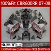 Carénages de moulage par injection pour HONDA CBR 600CC 600 RR CC F5 600F5 2007 2008 Corps noir rouge 70No.82 CBR-600 CBR600 RR CBR 600RR 07-08 CBR600F5 CBR600RR 07 08 Carrosserie OEM