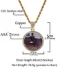 Hip Hop Iced Out Custom Foto Hanger Ketting Touw Ketting Charm Ronde met Glanzende Vleugels Koper Zirkoon Sieraden Voor Mannen Vrouwen liefde geschenk