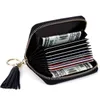 3pcs Women PU Plain Multifunctional Square Short Card Wallet With Tassel Mix Color Zipper Card Holder