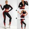 3 pièces femmes sans couture ensemble de gymnastique Yoga soutien-gorge costumes Yoga ensemble vêtements de Sport femme Fitness Sport à manches longues costume vêtements de course 11987486