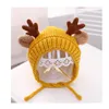 5 colors baby knitted hat autumn and winter infant cute antler wool hat children's cartoon ear protection warm