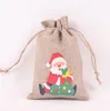 Petit sac de barbe à papa sac d'emballage impression dessin animé cadeaux sacs linge de noël sac de rangement écologique avec cordon de serrage