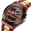リアルウッドウォッチの男性デュアルタイムディスプレイデジタル木製腕時計レリジオマスカリノソリッドナチュラルウッドウォッチオスバックライトクロックl7255072