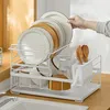 Wholesale Two-Tier Bowl and Dish Draining Rack Kitchen Multi-Layer Large Capacity Storage Organizer