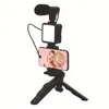 Smartphone Vlog LED Video Light Kit med stativstativ Mikrofon Cold Shoe Phone Clamp Phone Holder Fjärrkontroll för Shooting1526157
