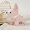 Fransk Bulldog Bag Hänge Bil Nyckelring Läder Handväska Ryggsäck Hund Bil Nyckelringar Par Present Docka Ornament 19 färger