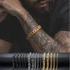 3mm-11mm mens 14k guldpläterade armband Kvinnor Kubanska länkkedjor Rostfritt stål Curb Silver Black Color Wrist Armband