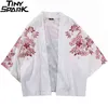 Giacca kimono giapponese Koi Fish Stampato Harajuku Hip Hop Uomo Stile giapponese Streetwear Abiti estivi sottili larghi 211217