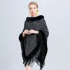 C5330 New Autumn Winter Women's Outwear Ponchos Faux Fur Collar Cloak Tassels Leopard Poncho