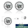 925 Sterling Zilveren Sieraden Set Halo Verlovingsring Ronde Stud Earring voor Bruiloft Valentijnsdag Gift Christmas J416