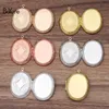 Boyute (5 sztuk / partia) Owalne 30 * 40mm Cabochon Base Blank Medalion DIY Handmade Photo Locket Wisiorek Biżuteria Acceosrries