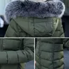 Womens Coat Long Lady Winter Parkas Jackets Fur Collar Thick Hood Full Outerwear Warm Casaco Feminina Inverno Thicken 201214