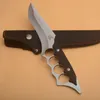 Couteau de chasse droit extérieur Knuckle Survival 440C Satin Blade Full Tang G10 Poignée Couteaux à lame fixe avec gaine en nylon