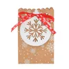 Decorazioni natalizie 12 pezzi Sacchetti di carta Kraft con fiocco di neve Regalo Contenitore di caramelle Biscotti Imballaggio Anno di Natale Noel Navidad Bomboniere Bag1