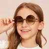 Lunettes de soleil sans bords pour enfants, à la mode, monture ronde à fleurs, pour filles, lunettes d'extérieur, Style mignon, lunettes de fête