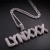 A-Z Custom Name Small Letters Necklace Pendant Charm Zircon Hip Hop Jewelry Gold Silver Free Rope Chain For Gift