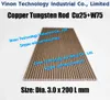 (5pcs pack) dia. 3x200mm cobre tungstênio haste W75 (cobre 25% + tungstênio 75%), EDM Tungsten cobre liga eléctrodo barra redonda para erosão de faíscas