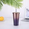 Tumblers de garrafa de água de aço inoxidável 500ml com copo de palha de metal Double Isolation Drinkware Café Beber Copo Presentes de Natal