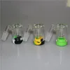 New 14mm Male Glass Ash Catcher hookah with colors silicon container straight silicone bong water pipe oil rig smoking pipes bubble